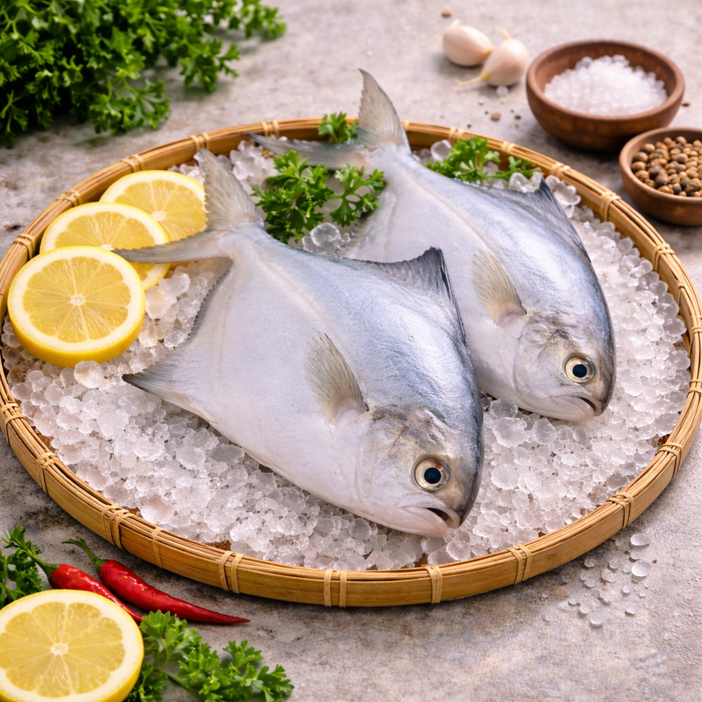 新鲜斗鲳鱼 FRESH PROMFRET FISH